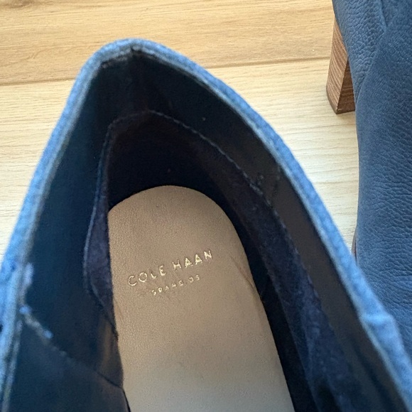 Cole Haan Blue Ankle Boots with Wood-Style Heel - Picture 4 of 9